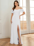 Vestido de dama de honor formal con hombros descubiertos y abertura lateral, talla personalizada