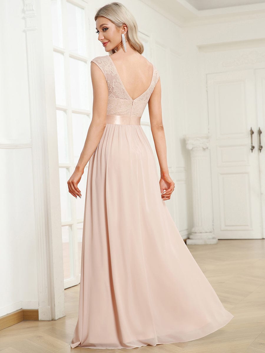 Vestido clásico de dama de honor con escote redondo y espalda en V, corpiño de encaje, vestidos formales de noche, vestidos de fiesta