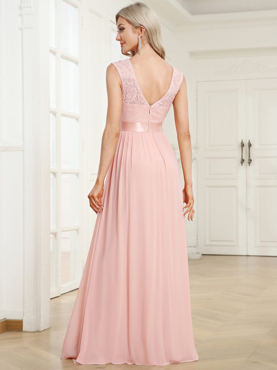 Vestido clásico de dama de honor con escote redondo y espalda en V, corpiño de encaje, vestidos formales de noche, vestidos de fiesta