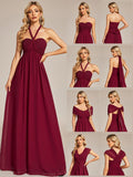 Wandelbares, plissiertes, trägerloses Brautjungfernkleid aus Chiffon mit Bindegürtel