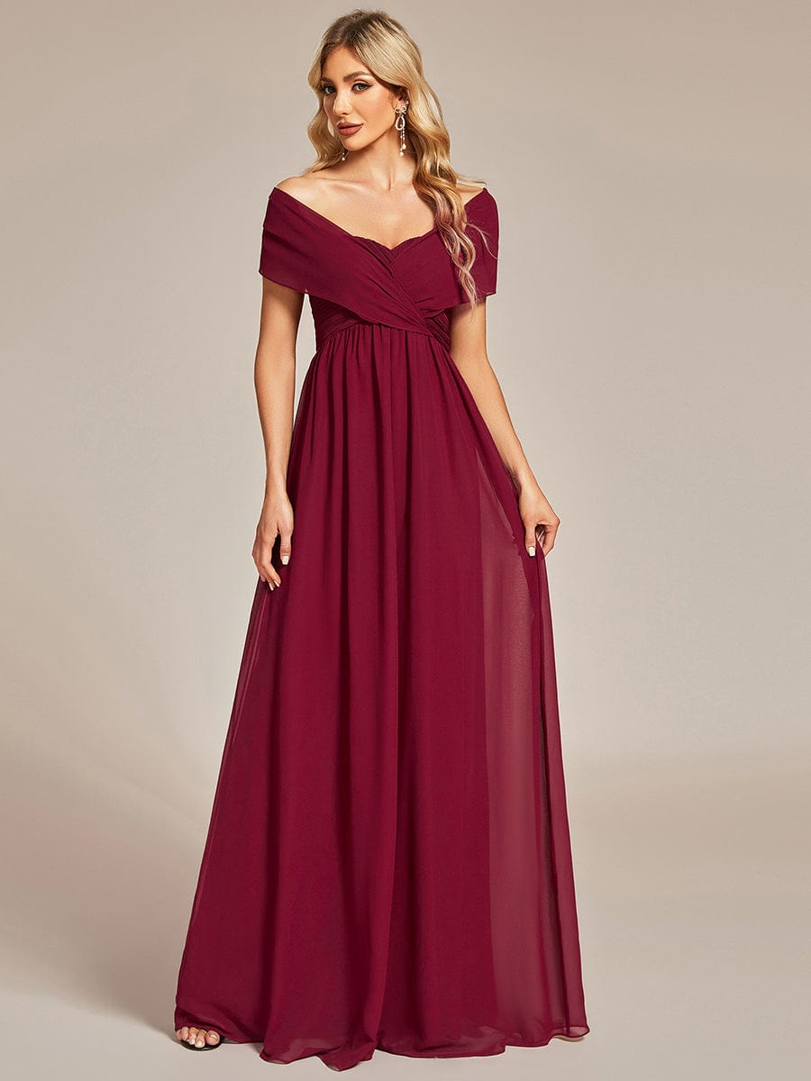 Wandelbares, plissiertes, trägerloses Brautjungfernkleid aus Chiffon mit Bindegürtel