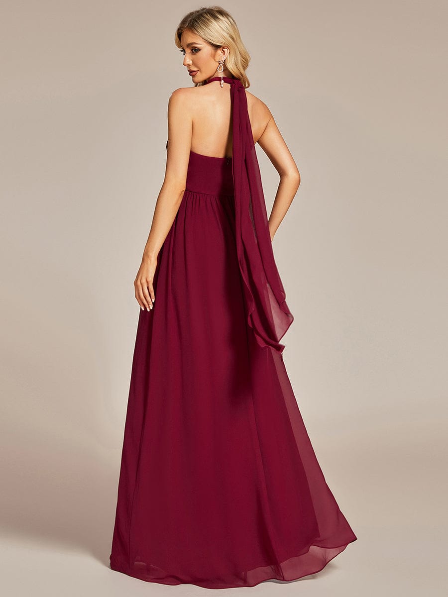 Wandelbares, plissiertes, trägerloses Brautjungfernkleid aus Chiffon mit Bindegürtel