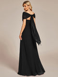 Vestido de dama de honor plisado de gasa convertible, talla A, para noche y fiesta.