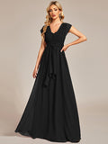 Vestido de dama de honor plisado de gasa convertible, talla A, para noche y fiesta.