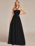 Vestido de dama de honor plisado de gasa convertible, talla A, para noche y fiesta.