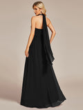 Vestido de dama de honor plisado de gasa convertible, talla A, para noche y fiesta.