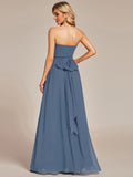 Wandelbares, plissiertes, trägerloses Brautjungfernkleid aus Chiffon mit Bindegürtel