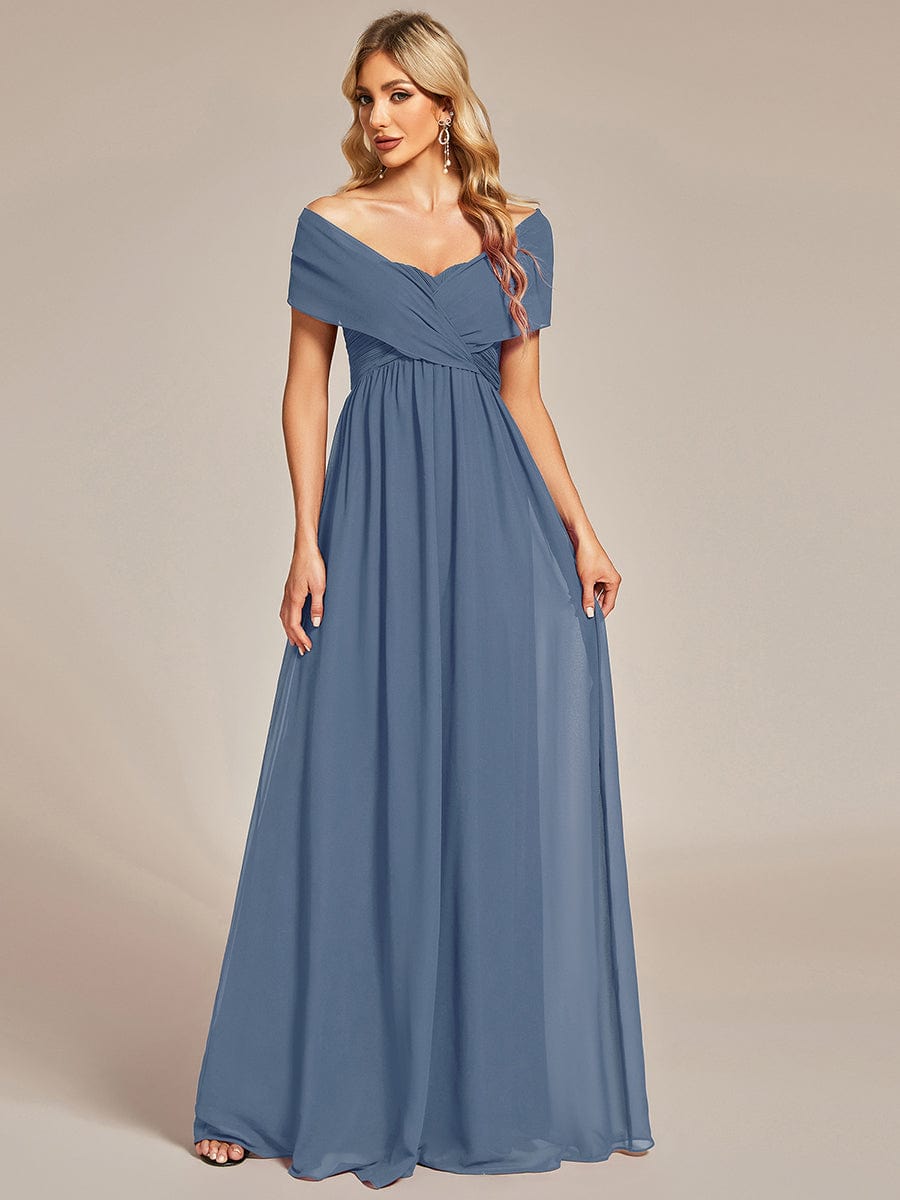 Wandelbares, plissiertes, trägerloses Brautjungfernkleid aus Chiffon mit Bindegürtel