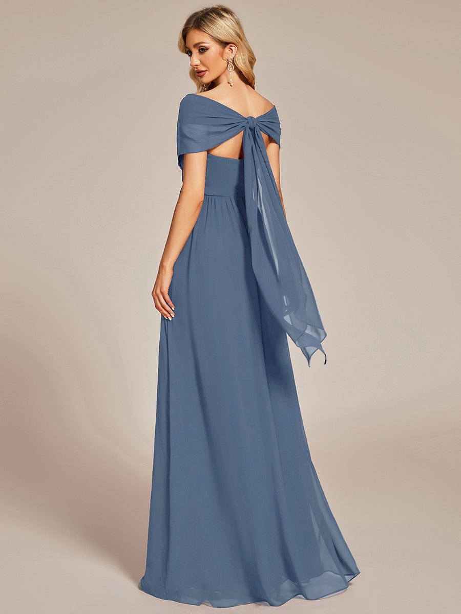 Wandelbares, plissiertes, trägerloses Brautjungfernkleid aus Chiffon mit Bindegürtel
