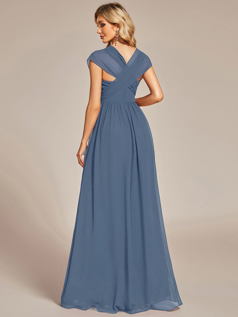 Wandelbares, plissiertes, trägerloses Brautjungfernkleid aus Chiffon mit Bindegürtel