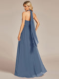 Wandelbares, plissiertes, trägerloses Brautjungfernkleid aus Chiffon mit Bindegürtel