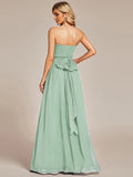 Vestido de dama de honor plisado de gasa convertible, talla A, para noche y fiesta.