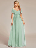 Vestido de dama de honor plisado de gasa convertible, talla A, para noche y fiesta.
