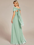 Vestido de dama de honor plisado de gasa convertible, talla A, para noche y fiesta.