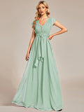 Vestido de dama de honor plisado de gasa convertible, talla A, para noche y fiesta.