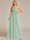 Vestido de dama de honor plisado de gasa convertible, talla A, para noche y fiesta.