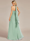 Vestido de dama de honor plisado de gasa convertible, talla A, para noche y fiesta.