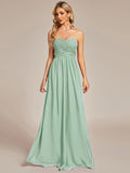 Vestido de dama de honor plisado de gasa convertible, talla A, para noche y fiesta.