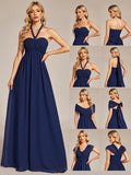 Wandelbares, plissiertes, trägerloses Brautjungfernkleid aus Chiffon mit Bindegürtel