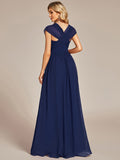 Vestido de dama de honor plisado de gasa convertible, talla A, para noche y fiesta.
