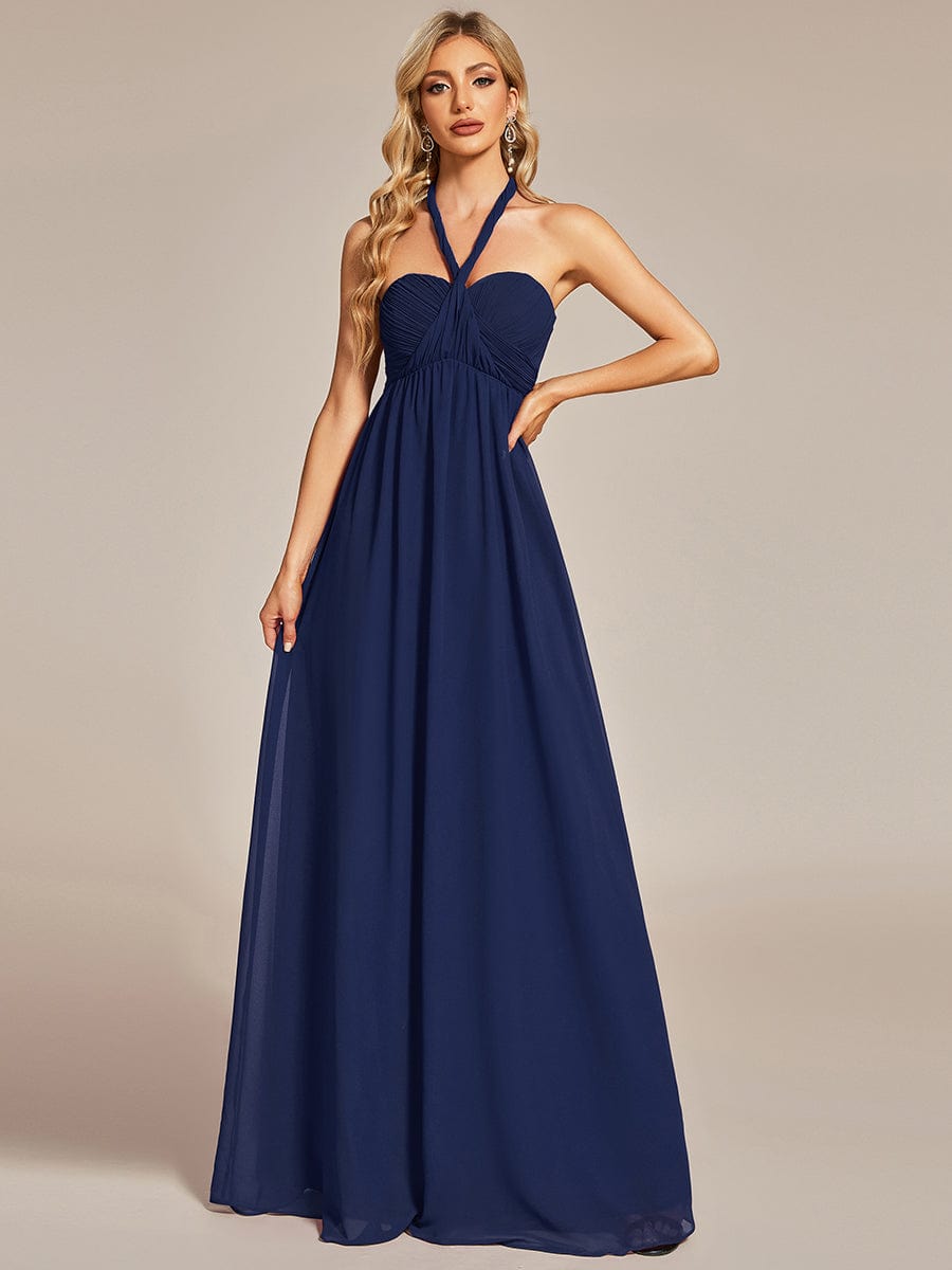 Wandelbares, plissiertes, trägerloses Brautjungfernkleid aus Chiffon mit Bindegürtel
