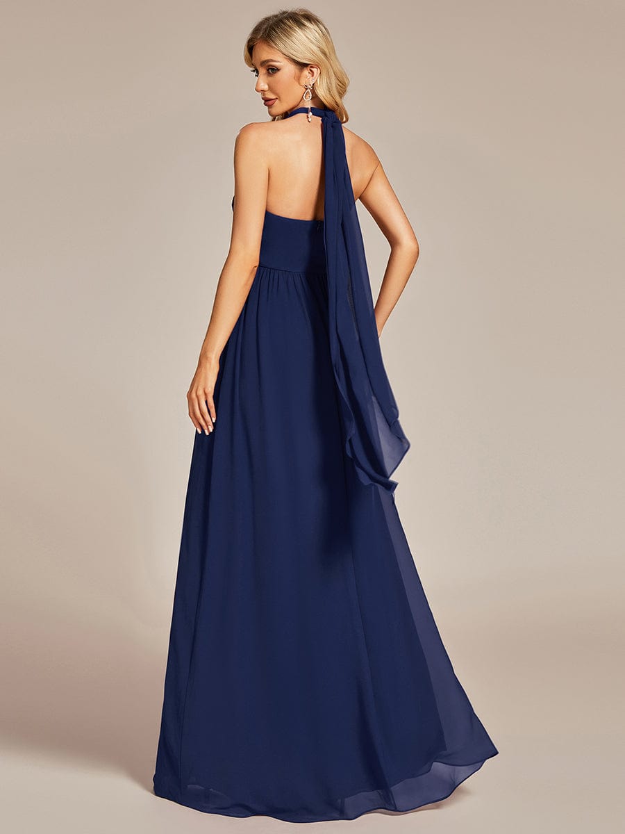 Wandelbares, plissiertes, trägerloses Brautjungfernkleid aus Chiffon mit Bindegürtel