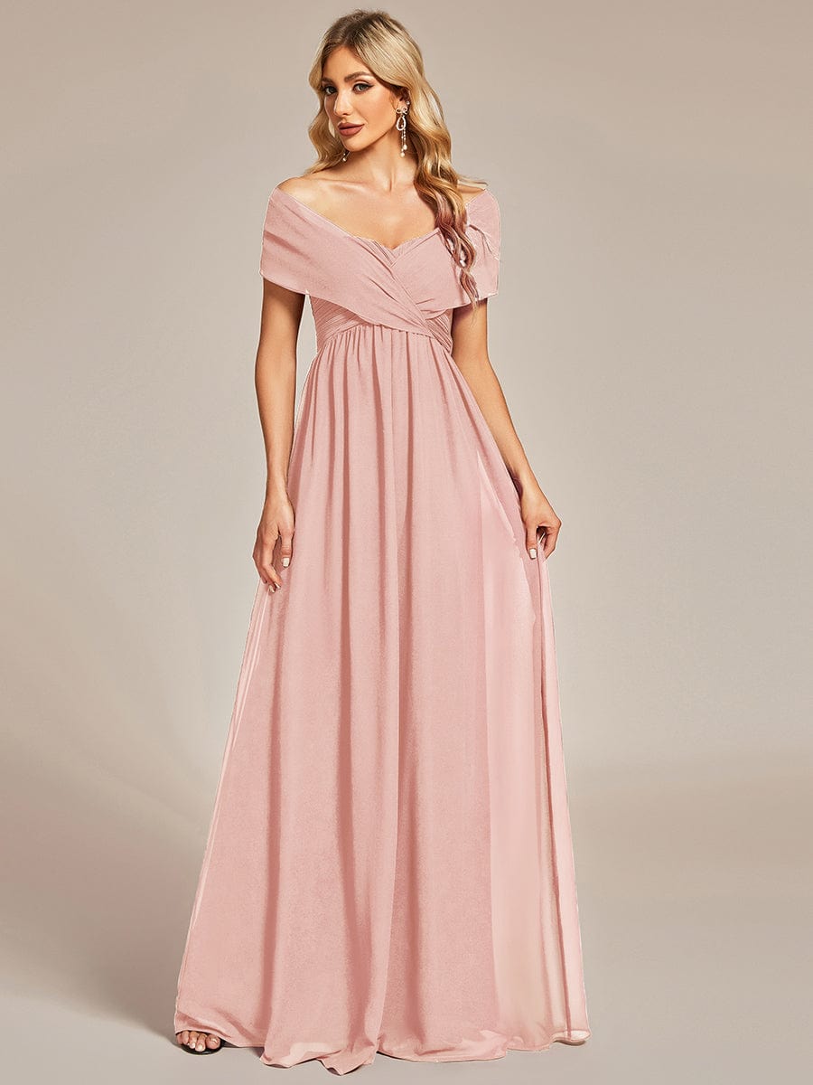 Wandelbares, plissiertes, trägerloses Brautjungfernkleid aus Chiffon mit Bindegürtel