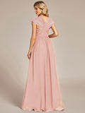 Vestido de dama de honor plisado de gasa convertible, talla A, para noche y fiesta.
