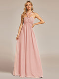 Vestido de dama de honor plisado de gasa convertible, talla A, para noche y fiesta.