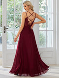 Convertible Chiffon Lace Open Back Spaghetti Straps Bridesmaid Dress Formal Evening Dresses