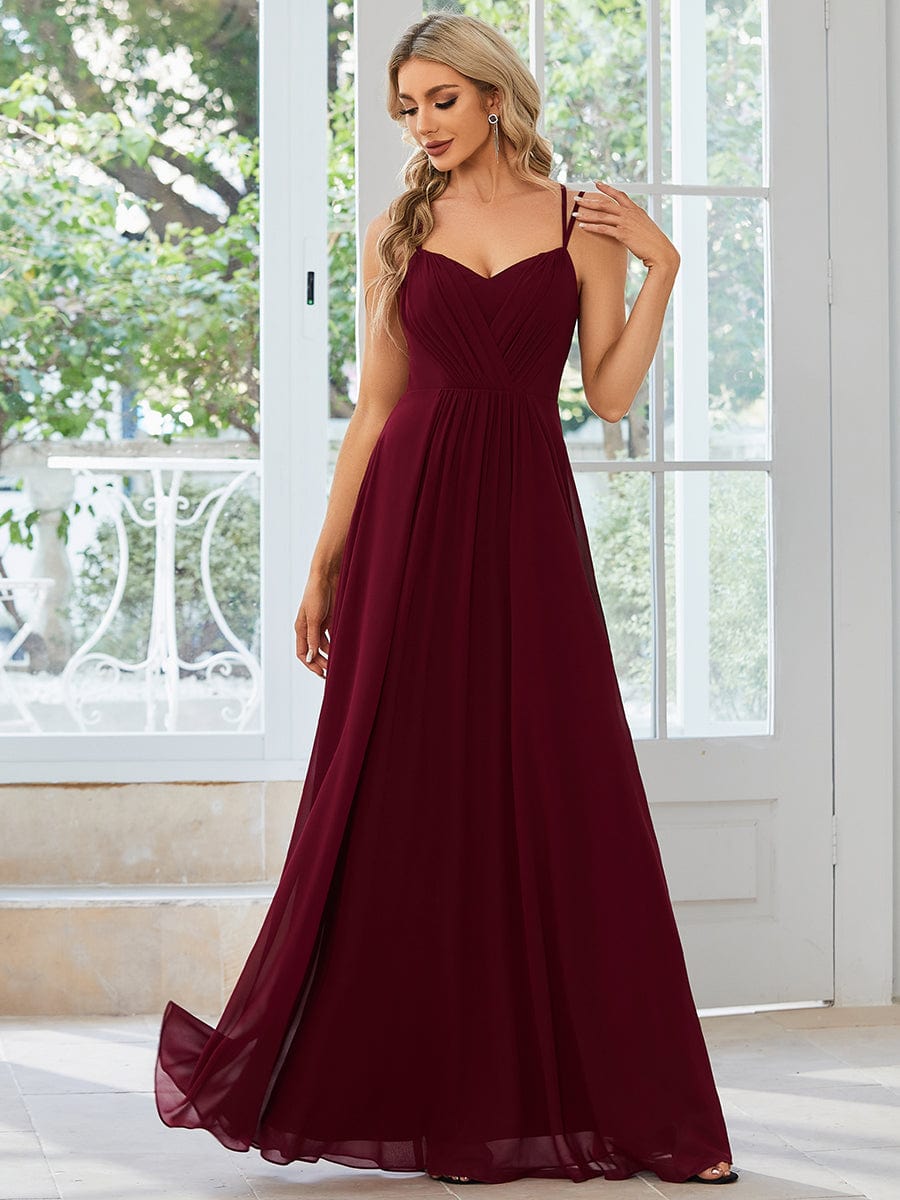 Convertible Chiffon Lace Open Back Spaghetti Straps Bridesmaid Dress Formal Evening Dresses