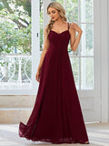 Convertible Chiffon Lace Open Back Spaghetti Straps Bridesmaid Dress Formal Evening Dresses