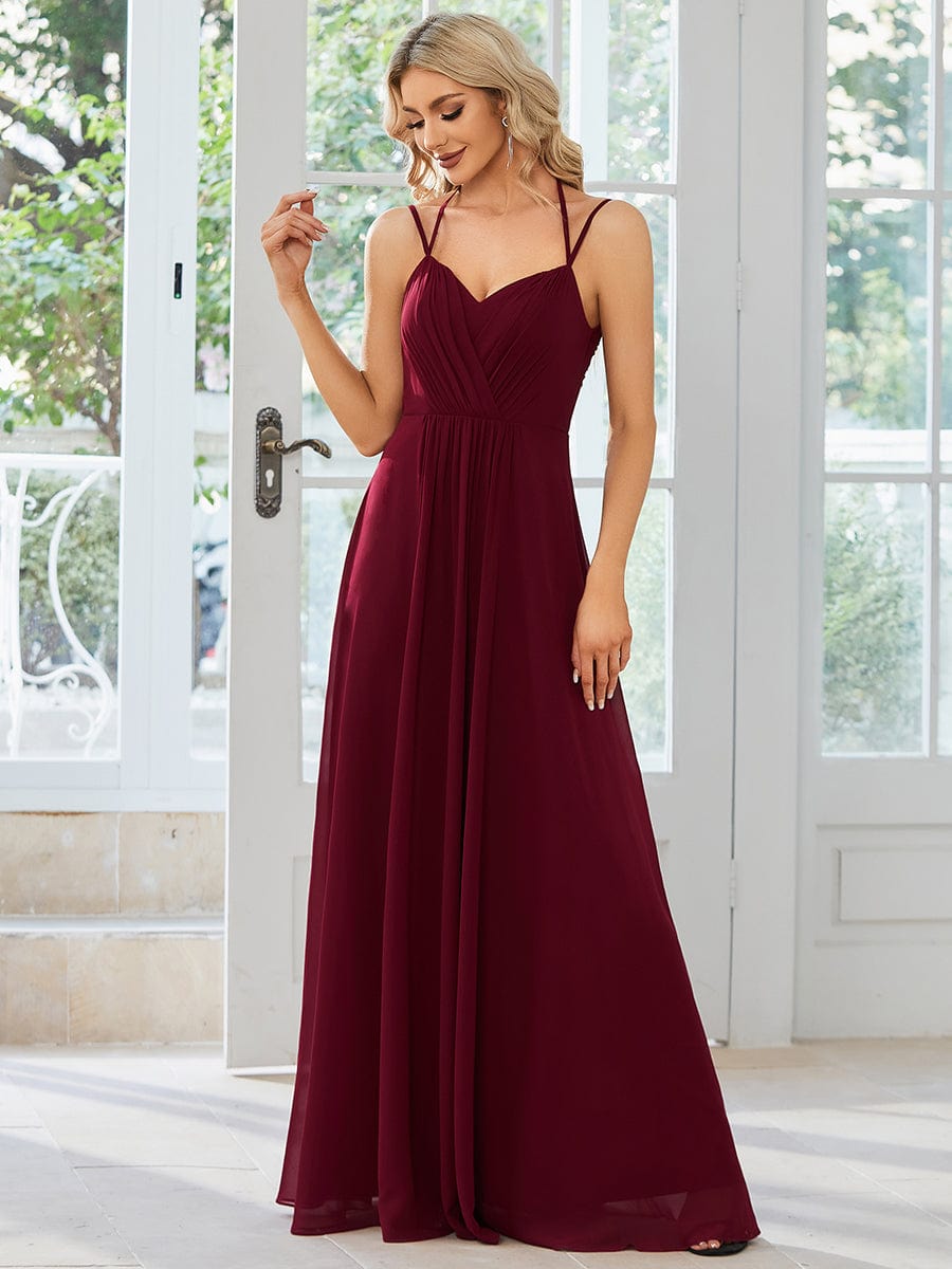 Convertible Chiffon Lace Open Back Spaghetti Straps Bridesmaid Dress Formal Evening Dresses
