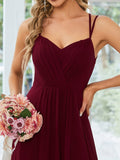 Convertible Chiffon Lace Open Back Spaghetti Straps Bridesmaid Dress Formal Evening Dresses