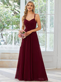 Convertible Chiffon Lace Open Back Spaghetti Straps Bridesmaid Dress Formal Evening Dresses