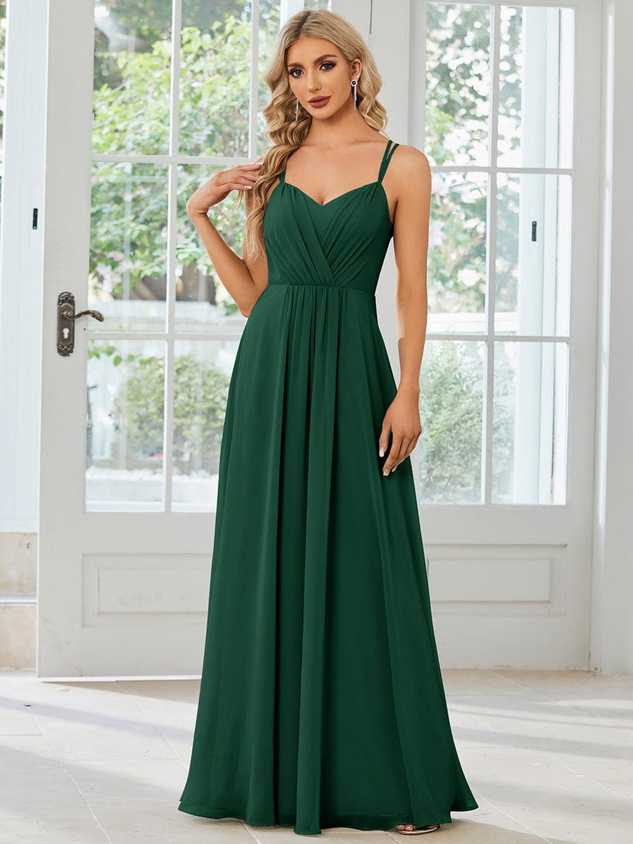 Convertible Chiffon Lace Open Back Spaghetti Straps Bridesmaid Dress Formal Evening Dresses