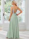 Convertible Chiffon Lace Open Back Spaghetti Straps Bridesmaid Dress Formal Evening Dresses