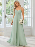 Convertible Chiffon Lace Open Back Spaghetti Straps Bridesmaid Dress Formal Evening Dresses