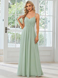 Convertible Chiffon Lace Open Back Spaghetti Straps Bridesmaid Dress Formal Evening Dresses