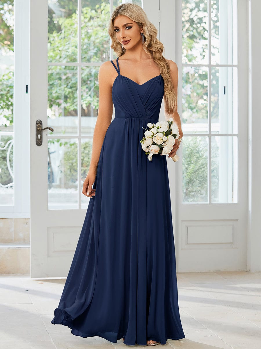 Convertible Chiffon Lace Open Back Spaghetti Straps Bridesmaid Dress Formal Evening Dresses