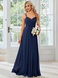 Convertible Chiffon Lace Open Back Spaghetti Straps Bridesmaid Dress Formal Evening Dresses