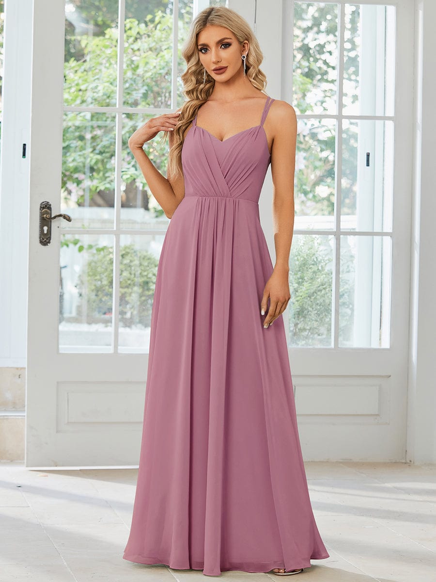 Convertible Chiffon Lace Open Back Spaghetti Straps Bridesmaid Dress Formal Evening Dresses