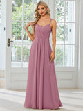 Convertible Chiffon Lace Open Back Spaghetti Straps Bridesmaid Dress Formal Evening Dresses