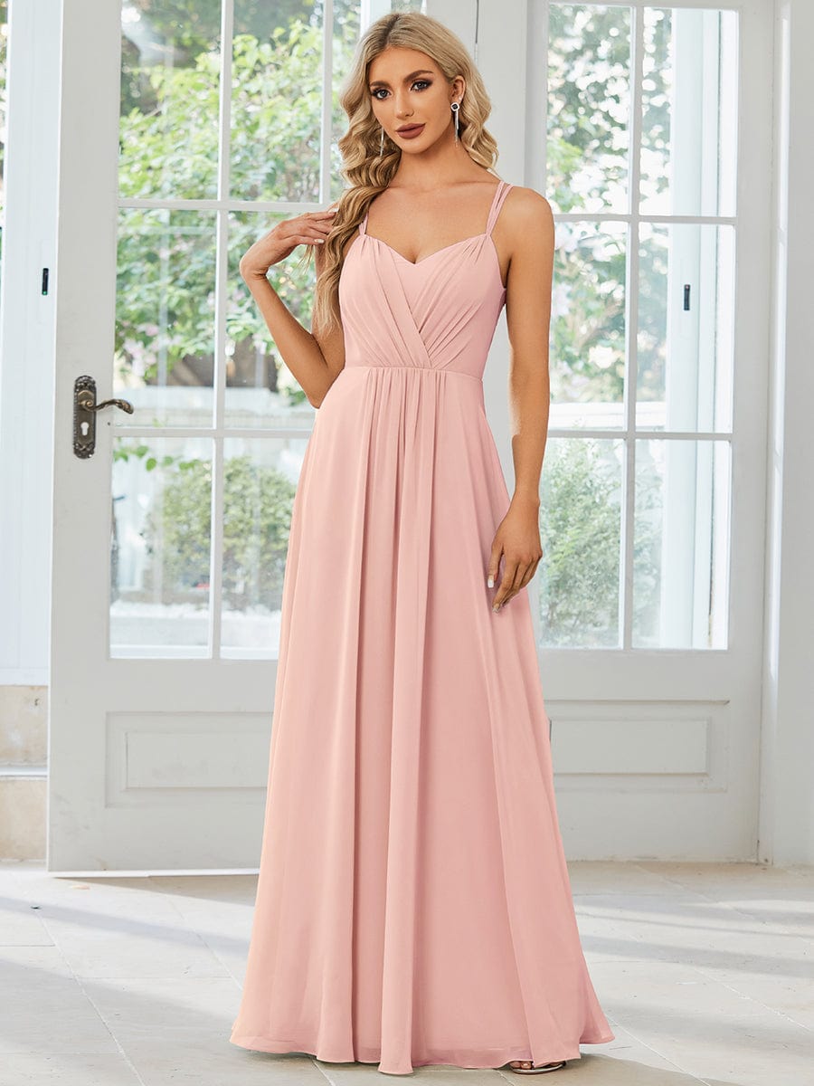 Convertible Chiffon Lace Open Back Spaghetti Straps Bridesmaid Dress Formal Evening Dresses