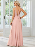 Convertible Chiffon Lace Open Back Spaghetti Straps Bridesmaid Dress Formal Evening Dresses
