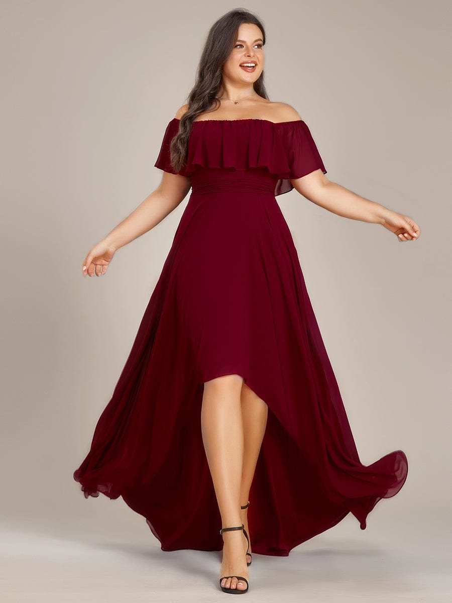 Elegant Chiffon High-Low Off The Shoulder Bridesmaid Dress Prom Evening dresses