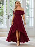 Elegant Chiffon High-Low Off The Shoulder Bridesmaid Dress Prom Evening dresses