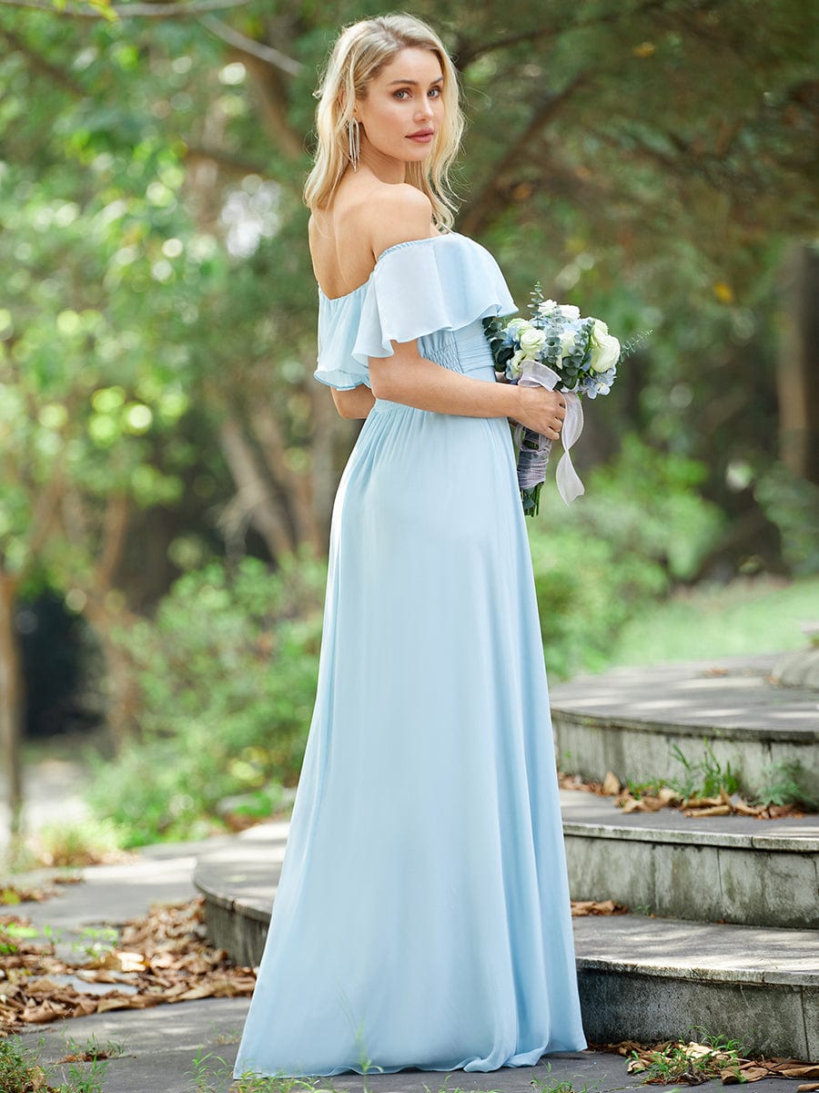 Elegant Chiffon High-Low Off The Shoulder Bridesmaid Dress Prom Evening dresses