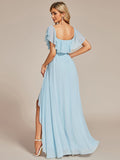 Elegant Chiffon High-Low Off The Shoulder Bridesmaid Dress Prom Evening dresses