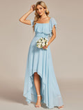 Elegant Chiffon High-Low Off The Shoulder Bridesmaid Dress Prom Evening dresses